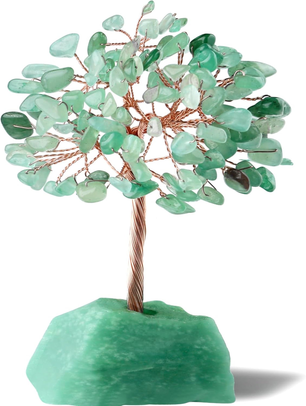 QINJIEJIE Green Aventurine Tree Crystal Tree Healing Crystals Natural Stone Base Money Tree Copper Wire Life Tree Energy Gemstone Office Desk Decor Meditation Spiritual Gift