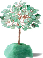 QINJIEJIE Green Aventurine Tree Crystal Tree Healing Crystals Natural Stone Base Money Tree Copper Wire Life Tree Energy Gemstone Office Desk Decor Meditation Spiritual Gift