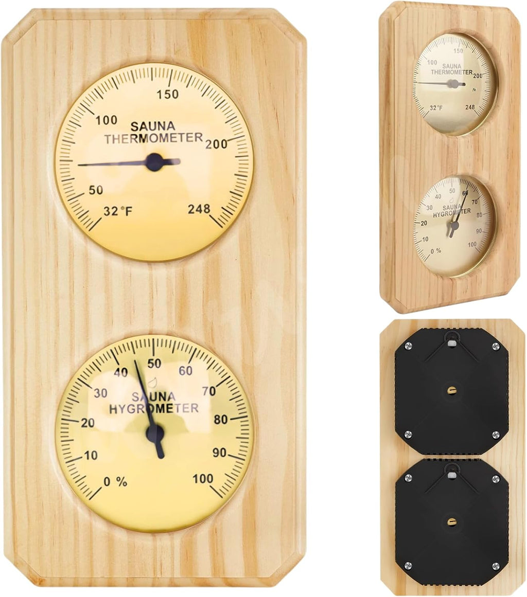 2 in 1 Wooden Sauna Thermometer and Hygrometer in Fahrenheit – Atarvana Indoor Hygrothermograph for Sauna Rooms, Spa, Hotel Accessories