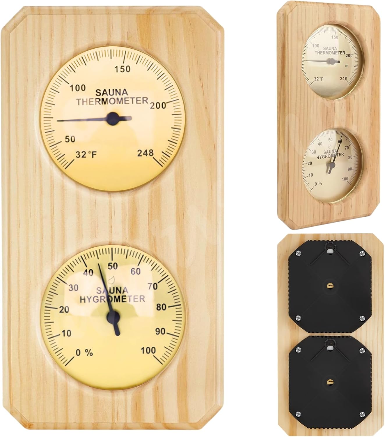 2 in 1 Wooden Sauna Thermometer and Hygrometer in Fahrenheit – Atarvana Indoor Hygrothermograph for Sauna Rooms, Spa, Hotel Accessories