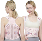 Posture Corrector for Women and Men Upgraded Back Brace, Adjustable Back Support for Upper and Lower Back Pain Relief, Shoulder Straightener for Hunchback, Scoliosis, Lumbar, Spine (Pink, Medium)
