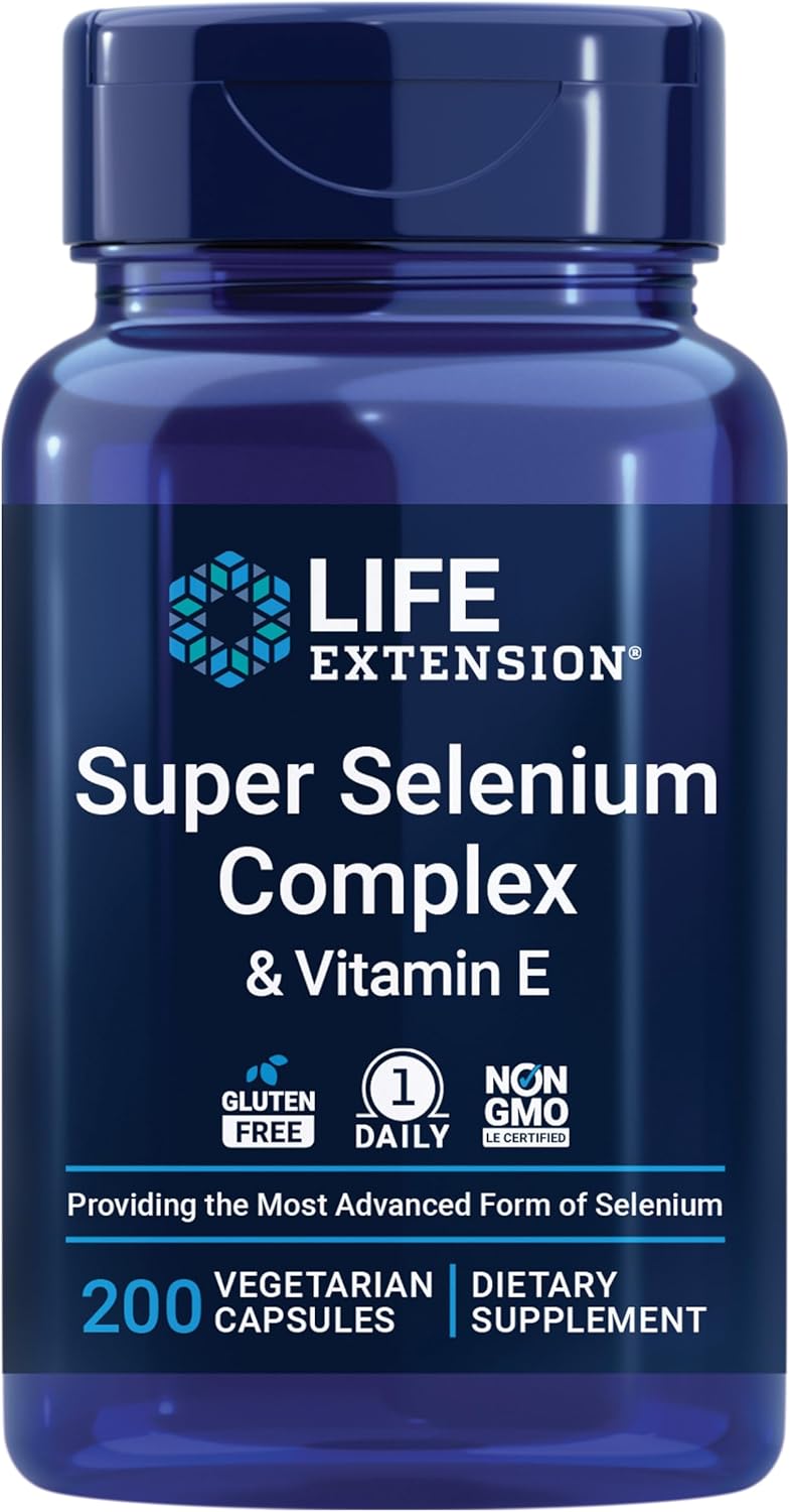Life Extension Super Selenium Complex, 200 mcg – 3 Forms of Selenium, Vitamin E – Cellular Health & Longevity Support – Gluten-Free, Non-GMO, Vegetarian, 1 Daily – 200 Capsules
