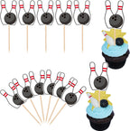 Rsstarxi 40 Pack Cupcake Toppers - Sport Party Cupcake Picks - Bowling Alley Themed Birthday Party Cake Decorations for Baby Shower & Kids Birthday Parties