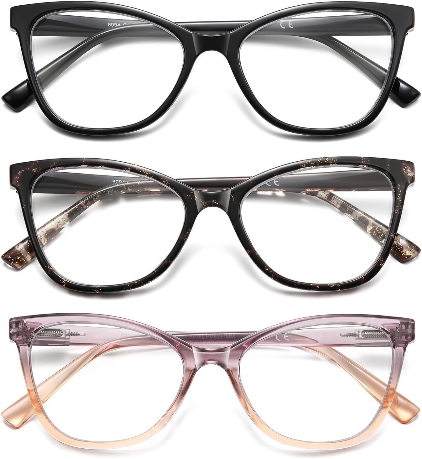 LKEYE Reading Glasses Women Cat Eye Blue Light Computer Readers Stylish Spring Hinge Designer Fashion Cute Eyeglasses LK6094