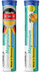 German Magnesium Oxide Supplement | Effervescent Tablets | Orange Flavor – 200 mg Magnesium per Serving | Sugar Free, Vegan – T&D Pharma – Made in Germany