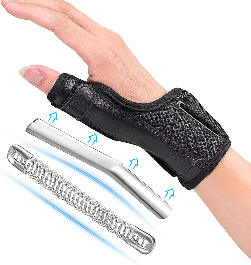 Thumb Brace,Thumb Spica Splint, Adjustable Breathable Wrist Splint/Hand Brace for Right and Left Hand, Pain Relief, Thumb & Wrist Support for Carpal Tunnel, Arthritis, Tendonitis, Sprains (Black, L)