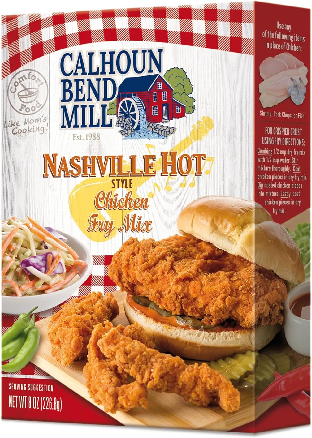 Calhoun Bend Mill Nashville Hot Style Crispy Fry Mix, Spicy Southern Seasoning for Perfect Chicken Tenders & Sandwiches, Fiery Flavor, Ideal for Air Fryer or Deep, 8 oz