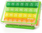 AUVON Moisture-Proof Monthly Pill Organizer, Large 28 Days Pill Box Case with Removable 4 Weeks Medication Organizer Rows, Travel-Friendly to Store Fish Oils, Vitamins, Supplements, Medications
