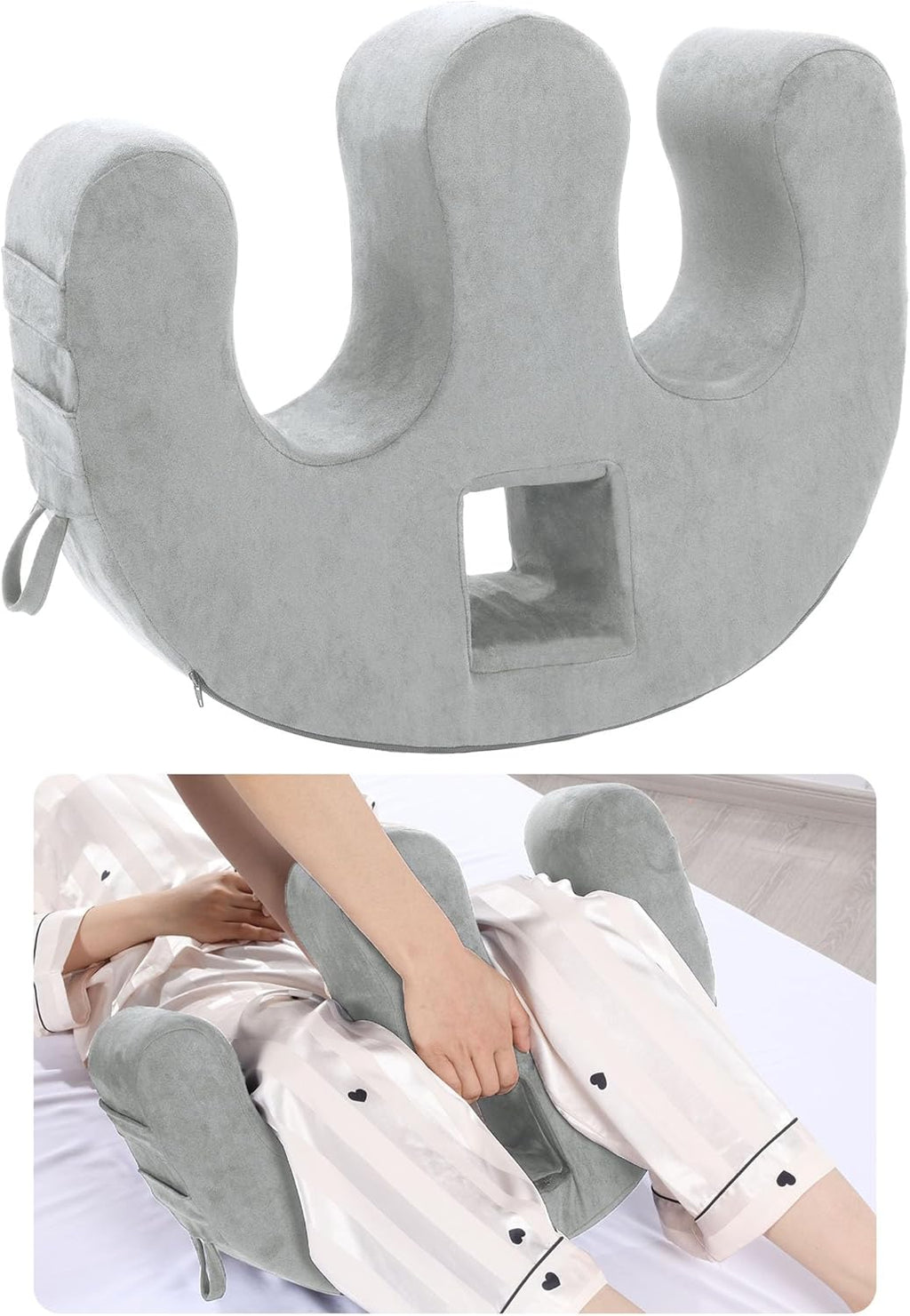 MABOZOO Patient Turning Device with Handle Hole, U-Shaped Velvet Turning Pillow Bedridden Nursing Pillow, Helping The Elderly Turn Over Pillow for The Elderly, Paralyzed, Disabled (Gray)