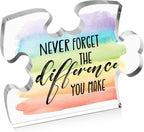 Thank You Gifts for Coworker Employee, Engraved Acrylic Block Heart Puzzle with Gift Box, Never Forget The Difference You Make Sign, Going Away Gift, 3.9 x 3.3 Inch Engraved Acrylic Keepsakes - PT14
