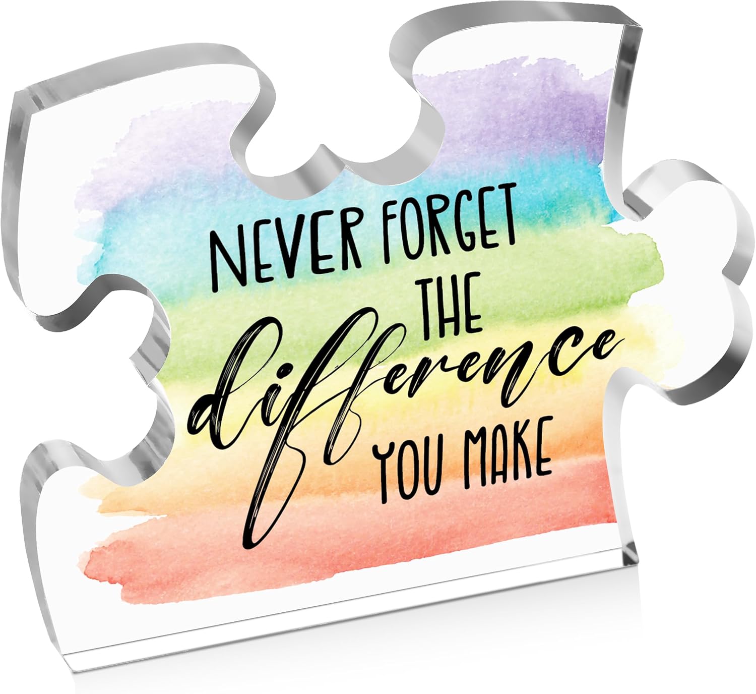 Thank You Gifts for Coworker Employee, Engraved Acrylic Block Heart Puzzle with Gift Box, Never Forget The Difference You Make Sign, Going Away Gift, 3.9 x 3.3 Inch Engraved Acrylic Keepsakes - PT14