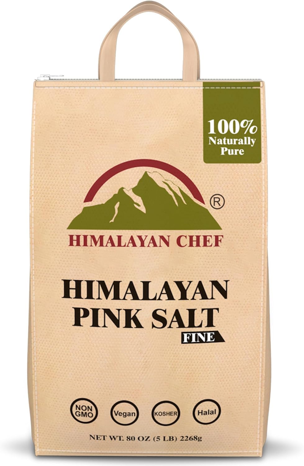 Himalayan Chef Himalayan Pink Salt - 5 lbs Fine Grain Bulk Bag - Kosher and Vegan, 100% Natural and Pure Gourmet Crystal - Contains 84 Minerals