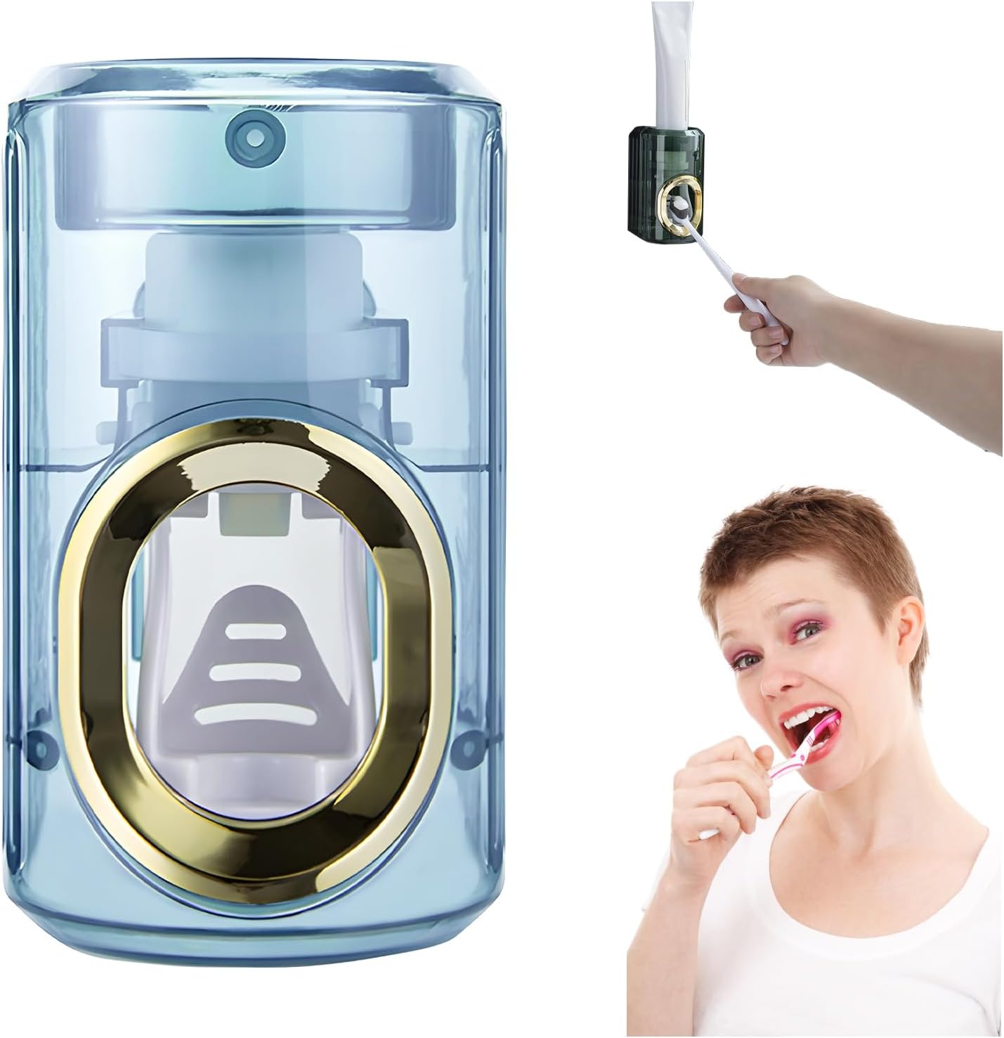 Light Luxury Toothpaste Squeezer, 2024 Translucent Toothpaste Dispenser - Automatic Toothpaste Tube Squeezer, Wall Mount, Non-Punching for a Modern and Organized Space (Blue)
