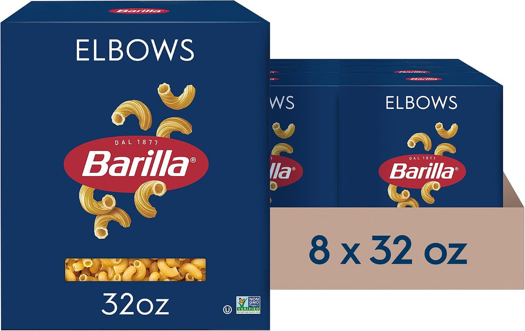 Barilla Elbows Pasta, 32 oz. Box (Pack of 8) - Non-GMO Pasta Made with Durum Wheat Semolina - Kosher Certified Pasta
