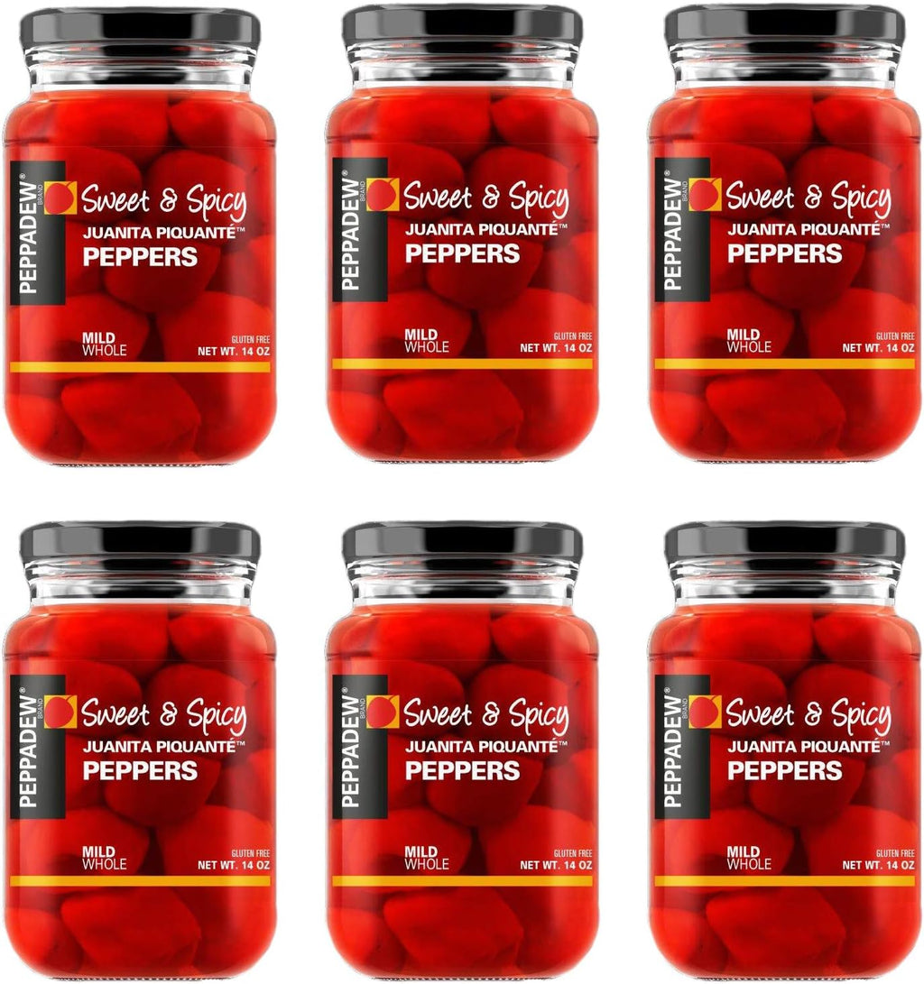 Peppadew® Sweet & Spicy Juanita Piquante Peppers,14 Ounce (400g) Mild, Whole – Gluten Free & Vegan [Pack of 6]