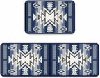 Bohemia Aztec Kitchen Mats for Floor 2 Piece, Blue Geometric Country Farmhouses Tribe Absorbent Non-Slip Kitchen Rugs Comfort Standing Mat for Laundry, Hallways 15.7"x23.6"+15.7"x47.2"