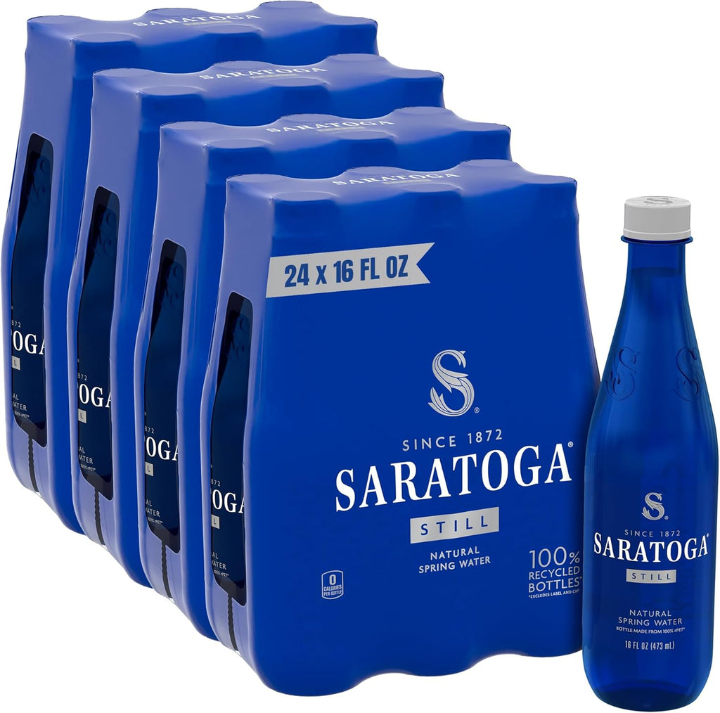Saratoga Spring Water, 24 Pack, 16 Fl Oz | Still Water | Recycled PET Plastic | Bottled