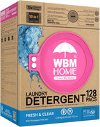 WBM Laundry Detergent Pods, 128 Count | Fresh & Clear Unscented | Laundry Pods 10x Ultrapower Cleaning With Color Protection and Eco-Friendly Packaging