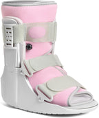Jewlri Walking Boot for Broken Foot, Air Cam Walker Boot for Foot Injury Adjustable Fracture Support for Sprained Ankle, Grey Shell with Light Pink Lining for Women Medium