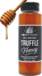 Honey Feast 12oz Truffle Honey - Gourmet Infused Honey with Premium Black Truffle, Luxurious Truffle Sauce for Culinary Delights, Perfect Foodie Gift & Unique Flavor Experience