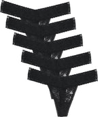 Lace Thongs For Women Plus Size Sexy Underwear T Back Stretch Womens Thongs Underwear 5/6/10 Pack