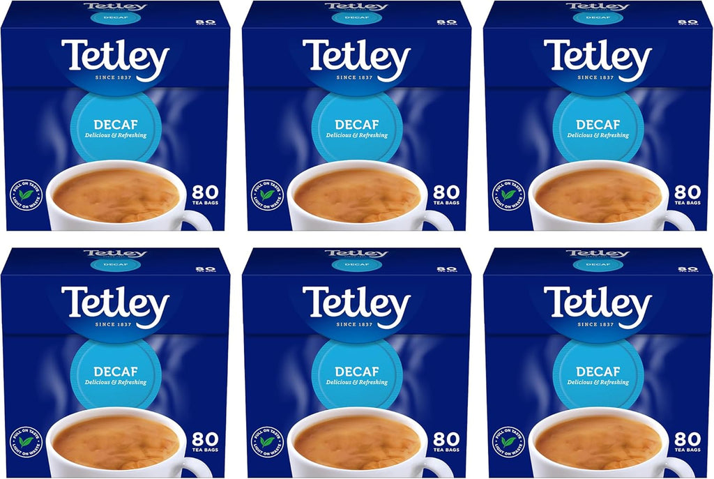Tetley Decaf 80 Teabags 250 G (Pack Of 6, Total 480 Teabags)