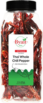 Byait Thai Whole Chili Peppers 3 oz, Mild & Aromatic, Bird’s Eye Chili Peppers for Tom Yum, Red Curry, Pad Kra Pao & Nam Prik
