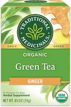 Traditional Medicinals Tea, Organic Green Tea Ginger - Promotes Healthy Digestion, Occasional Nausea & Indigestion Relief - Kosher, Non-GMO - 16 Tea Bags