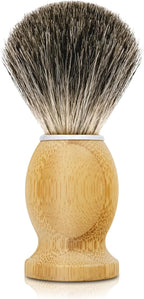 KIKC Hand Crafted Pure Badger Shaving Brush for Wet Shave, Comfortable Bamboo Handle, Soft Bristle, Best Gift for Bearded Man