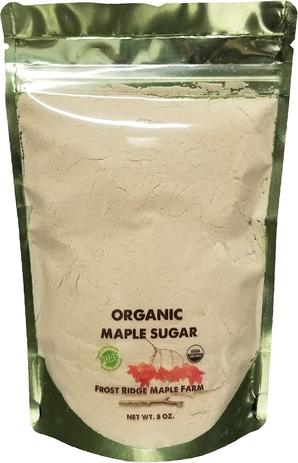 Frost Ridge Maple Farm Powdered Granulated Organic Maple Sugar, Grade A, 8 oz.