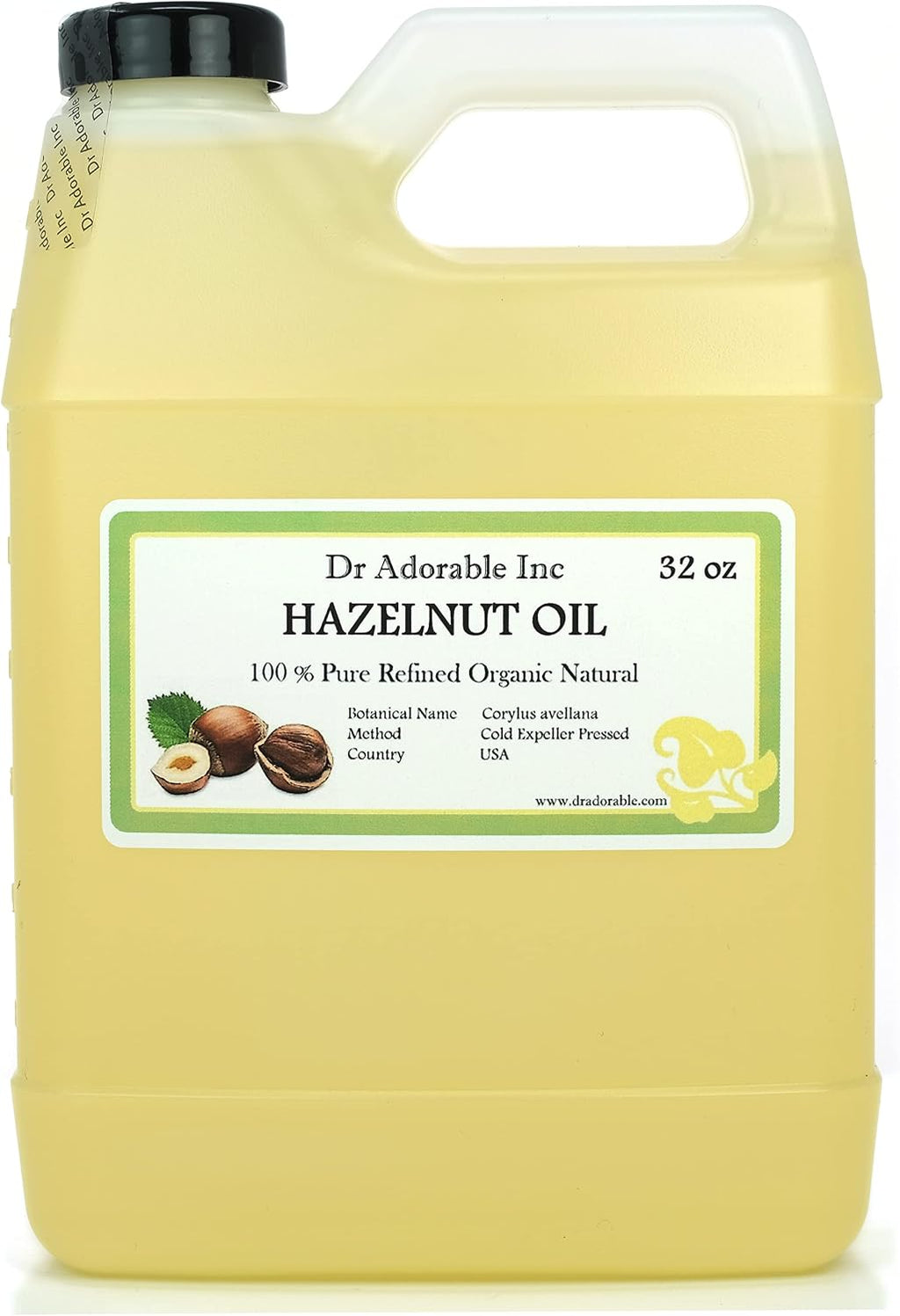 Dr Adorable - 32 oz - Hazelnut Oil - 100% Pure Natural Organic Cold Expeller Pressed