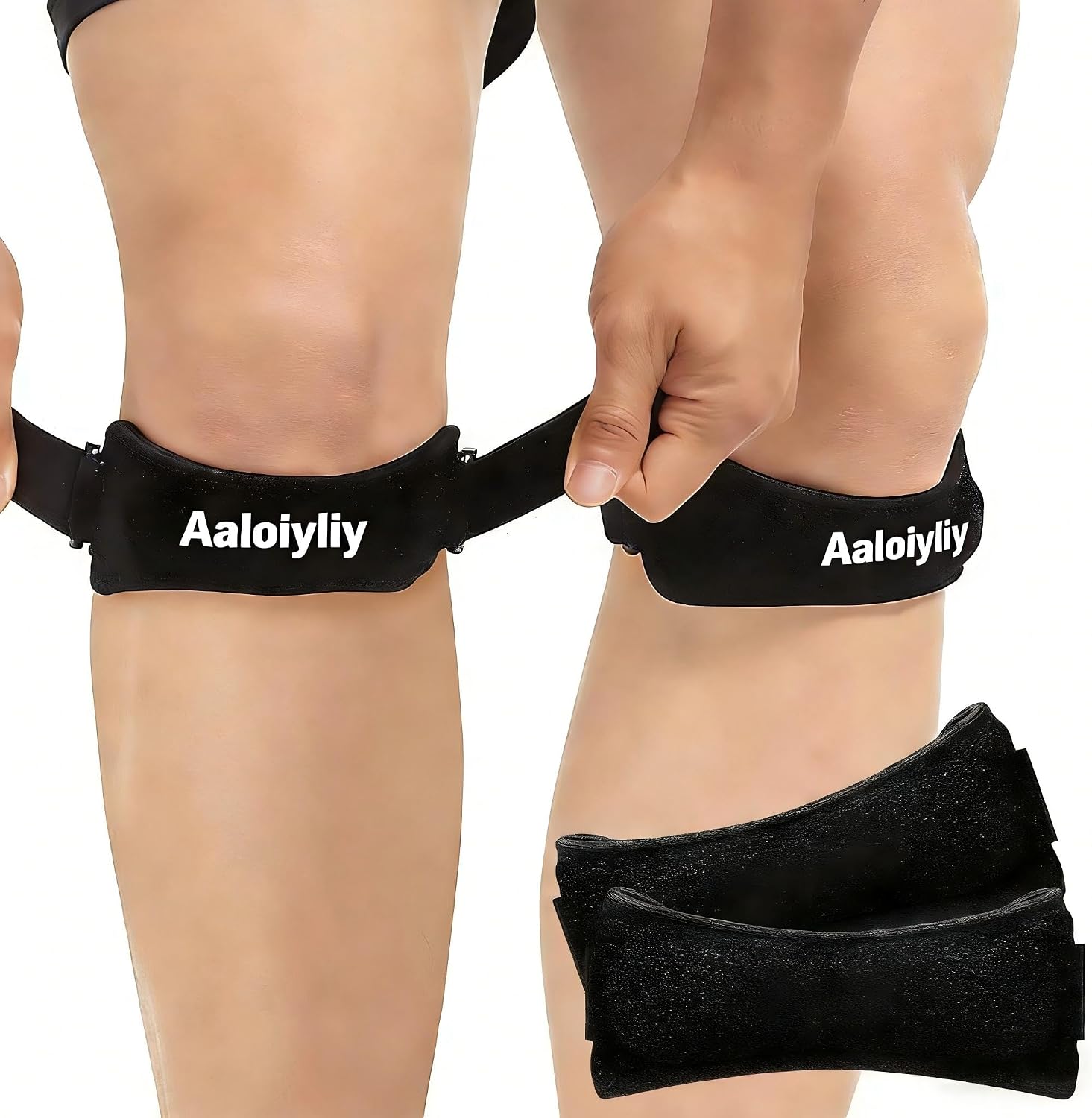 Essential Series Knee Brace for Women and Men (2 Pack), Patella Tendon Support Straps for Knee Pain Relief, Running, Basketball, Hiking, Volleyball, Tennis, Squats (Black)