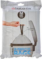 Brabantia Bin Liners, Size M/60 Litre, (30 Bags), White