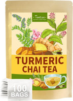 TeeLux Turmeric Chai Tea, Turmeric Tea with Licorice, Cinnamon, Ginger & Green Cardamom, Warming & Spicy Flavor, 100 Count