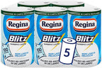 Regina Blitz Carta Casa,Confezione da 5 Rotoli,500 Maxi Fogli a 3 Veli,Confezione in Carta Riciclabile, Pulisci e Asciughi in un Lampo,Carta 100% certificata FSC