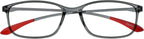 OPULIZE ICE Reading glasses for Women Men,Scratch Resistant Rectangular frame with Spring Hinges, Crystal Grey With Red Tips +1.5 (Pack of 1)