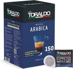 CAFFÈ TORALDO - ESE SYSTEM COFFEE PODS- RECYCLABLE PODS MISCELA Arabica - Box 150 PODS ESE44 7g