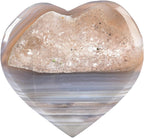 JIC Gem Large Agate Heart Crystal Geode Druzy Palm Worry Stone Reiki Crystals and Healing Stones 3.5-3.9"(90-100mm)
