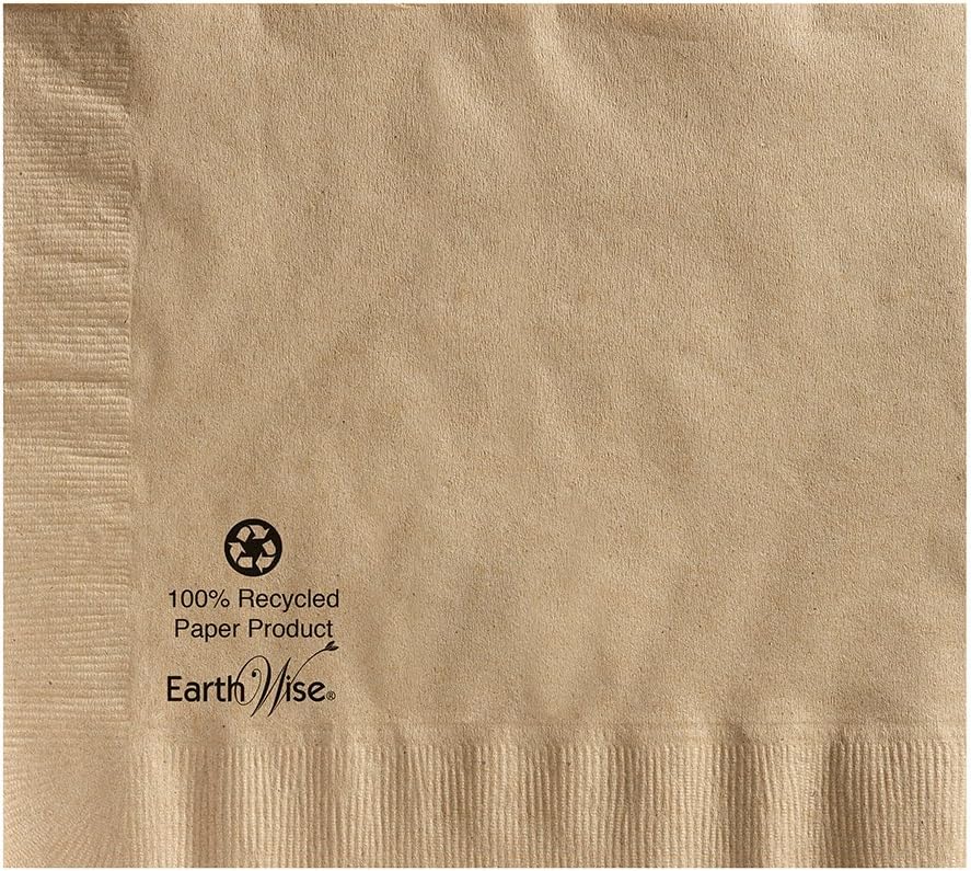 Hoffmaster 180435 Earth Wise Kraft Dinner Napkin, 2 Ply, 1/4 Fold, 17" x 17", Natural (Packs of 1200)