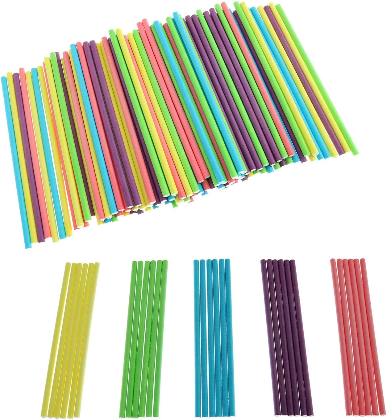ZYAMY 100pcs Colored Cake Pop Sticks 10x3.5mm 4 Inch Lollipop Sticks 5Colors DIY Bakeware Cake Kitchen Gadgets