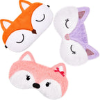 Haysandy 3 Pieces Sleep Mask for Kids Girls Cute Cat Sleeping Eye Cover Soft Mask Comfortable Funny Animal Night Eye Blindfold Cover for Kids Girls Women Home Travel(Fox)