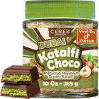 Ceres Gourmet Dubai Spreadable Chocolate– Pistachio Spread with Roasted Phyllo Kataifi, Gourmet Breakfast Choco, Crunchy Dubai Filling (9.7 Oz)