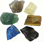 Crystal for Abundance Natural Raw Crystals 1.2-2″Set of 6 Citrine, Tiger's Eye, Green Fluorite et. Healing Crystals and Stones for Money, Success & Wealth