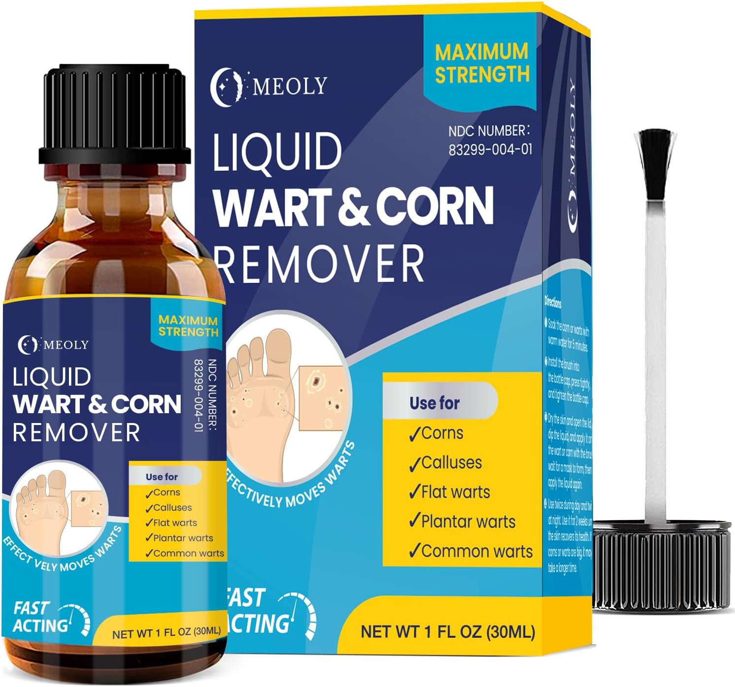 MEOLY Salicylic Wart Removal Freeze Away: Fast-Acting Wart Removal Maximum Strength for Men and Women - Plantar Wart Genital Wart Corns Calluses 30 ML