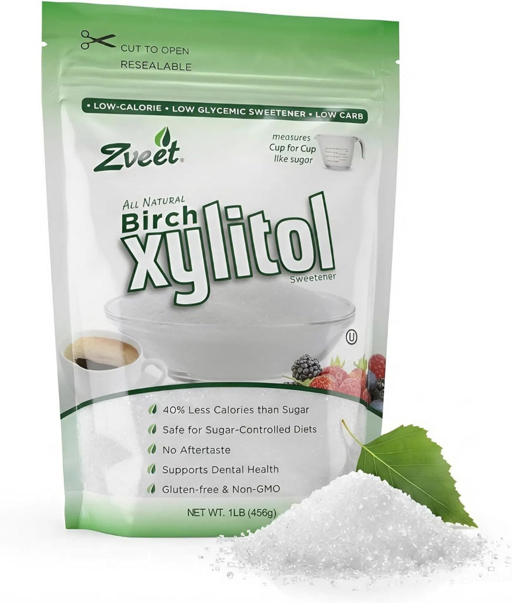 Zveet Birch Xylitol Sweetener | Keto Friendly, Non GMO Low Carb & Calorie Natural Sweetener Sugar Substitute | Kosher & Made in the USA | 1 Pound
