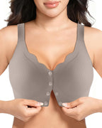 Jelly Front Closure Bras for Women Wireless Padded Post Surgery Bra No Underwire Seamless Full Coverage Comfortable