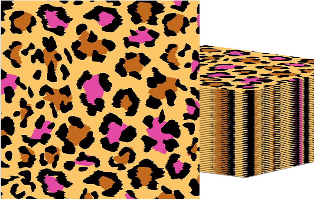 40Pcs Leopard Print Napkins Disposable Jungle Animal Leopard Print Lunch Dinner Napkins for Safari Leopard Themed Birthday Baby Shower Tea Gathering Weddings Powder Room 6.5 x 6.5 Inch