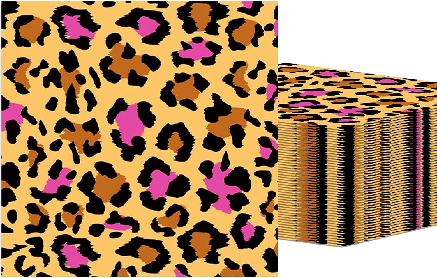 40Pcs Leopard Print Napkins Disposable Jungle Animal Leopard Print Lunch Dinner Napkins for Safari Leopard Themed Birthday Baby Shower Tea Gathering Weddings Powder Room 6.5 x 6.5 Inch