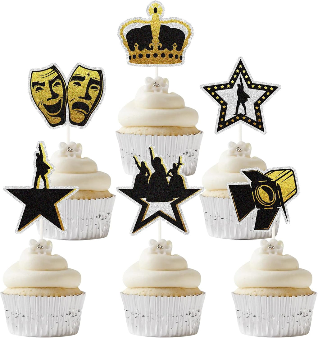 18pcs American Musical Cupcake Topper,Broadway Inspired Happy Birthday Cake Decor, The Famous Musical Bday Party Decorations For Kids Adults Fan