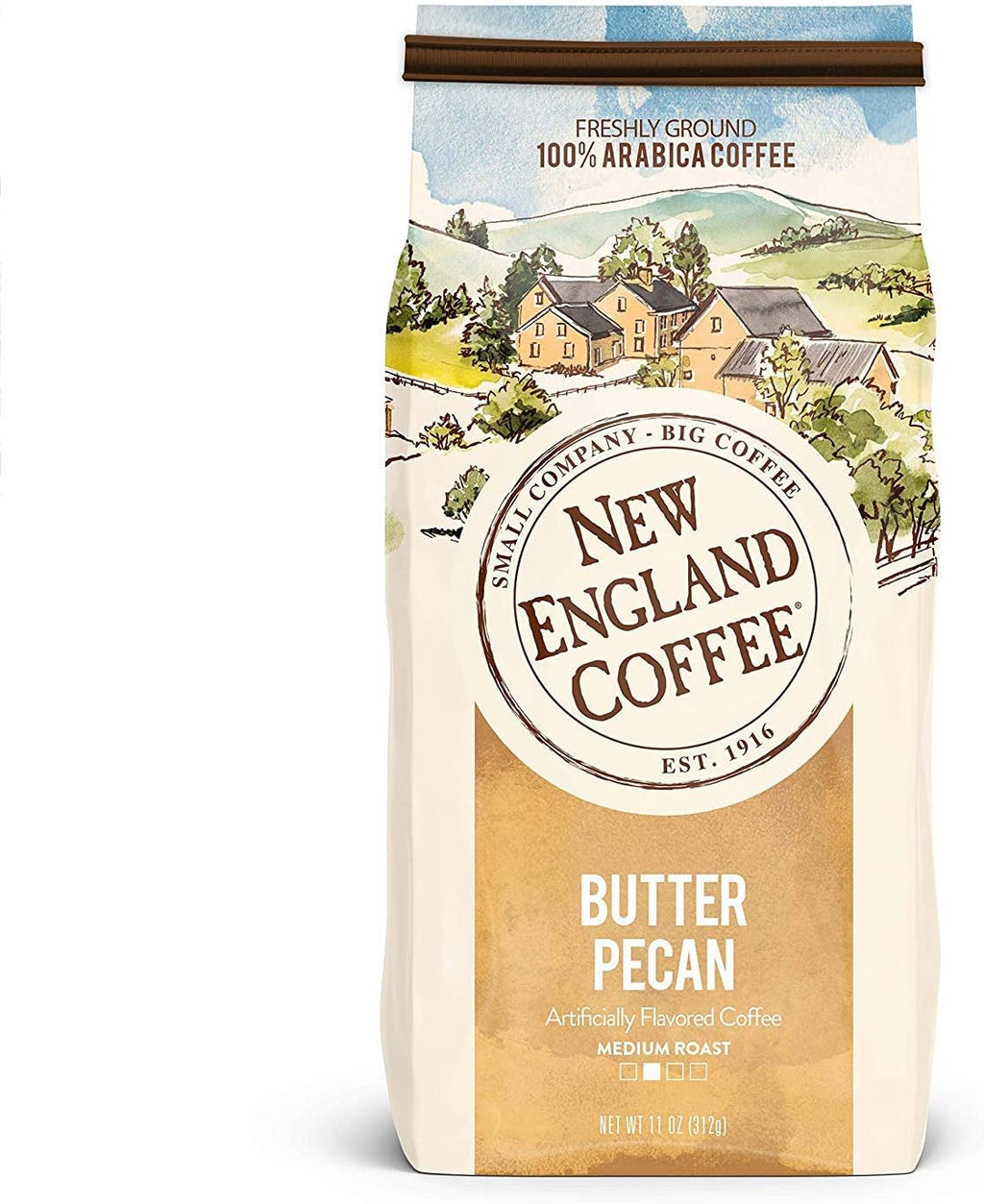 New England Coffee Butter Pecan Ground Coffee, 11 Ounce